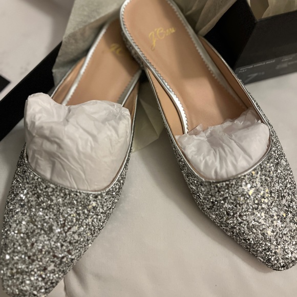 J. Crew Carolyn Glitter Mule Flats Size 7.5 - Picture 4 of 4